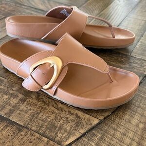 Women's Aerosoles Tan Sandals with Gold Buckle